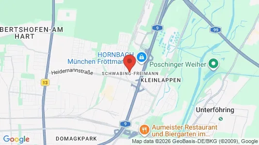 Apartments for rent i Munich Schwabing-Freimann - kort over placeringen