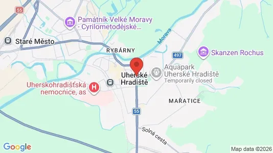 Apartments for rent i Uherské Hradiště - kort over placeringen