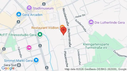 Apartments for rent i Gera - kort over placeringen