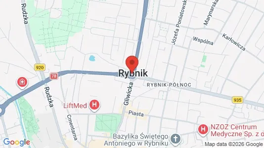 Rooms for rent i Rybnik - kort over placeringen