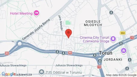 Rooms for rent i Toruń - kort over placeringen