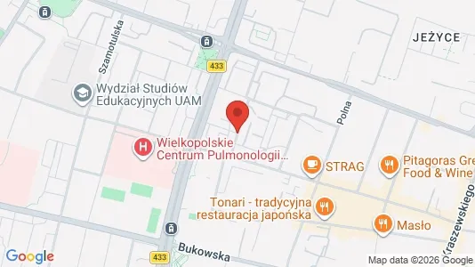 Rooms for rent i Poznań - kort over placeringen