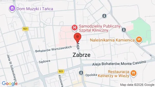 Rooms for rent i Zabrze - kort over placeringen