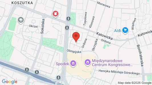 Apartments for rent i Katowice - kort over placeringen