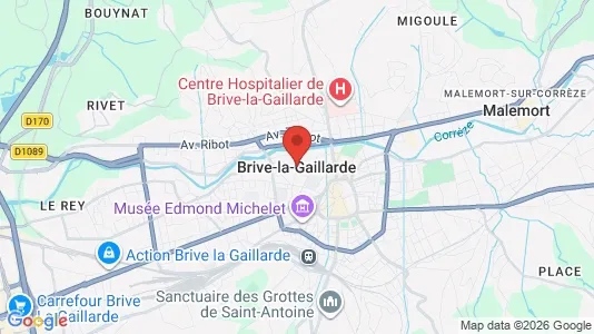 Houses for rent i Brive-la-Gaillarde - kort over placeringen