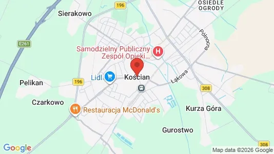 Apartments for rent i Kościański - kort over placeringen
