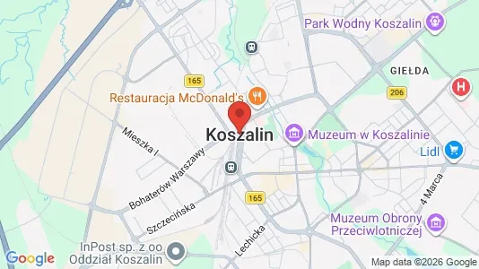 Apartments for rent i Koszalin - kort over placeringen
