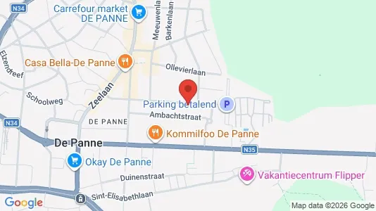 Apartments for rent i De Panne - kort over placeringen