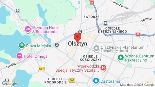 Apartments for rent i Olsztyn - kort over placeringen