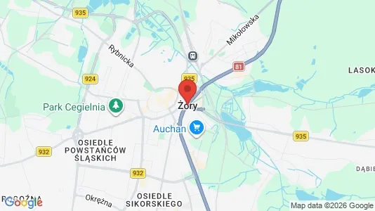 Apartments for rent i Żory - kort over placeringen