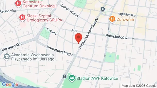 Apartments for rent i Katowice - kort over placeringen