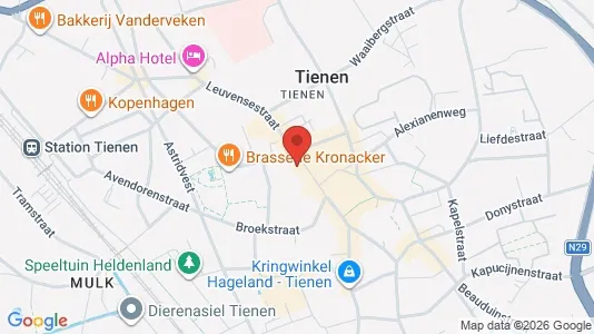 Apartments for rent i Tienen - kort over placeringen