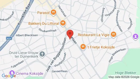 Apartments for rent i Koksijde - kort over placeringen