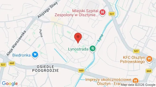 Rooms for rent i Olsztyn - kort over placeringen