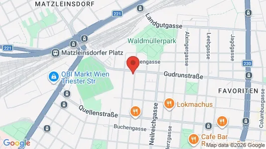 Apartments for rent i Vienna Favoriten - kort over placeringen