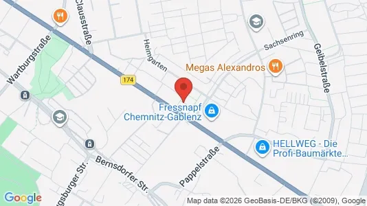 Apartments for rent i Chemnitz - kort over placeringen
