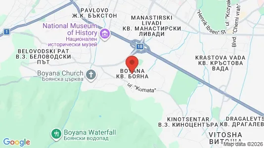 Houses for rent i Boyana - kort over placeringen