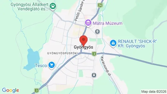 Apartments for rent i Gyöngyösi - kort over placeringen