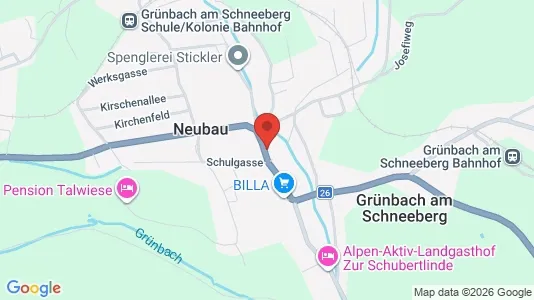 Apartments for rent i Grünbach am Schneeberg - kort over placeringen