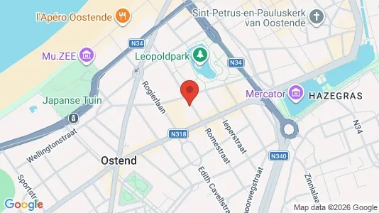 Apartments for rent i Oostende - kort over placeringen