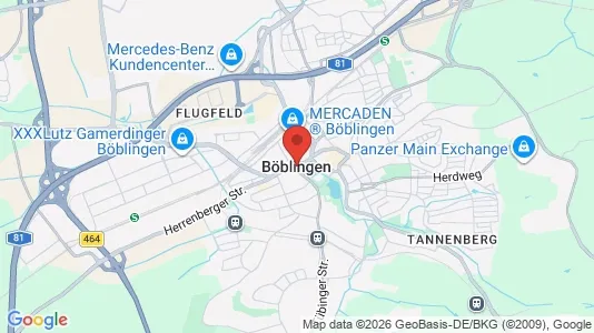 Apartments for rent i Böblingen - kort over placeringen