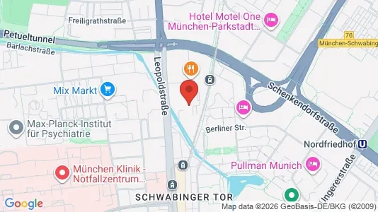 Apartments for rent i Munich Schwabing-Freimann - kort over placeringen