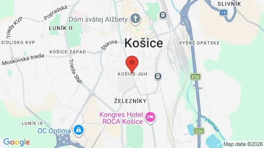 Apartments for rent i Košice Juh - kort over placeringen