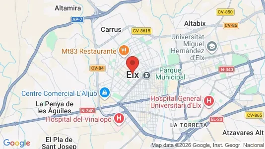 Rooms for rent i Elche/Elx - kort over placeringen