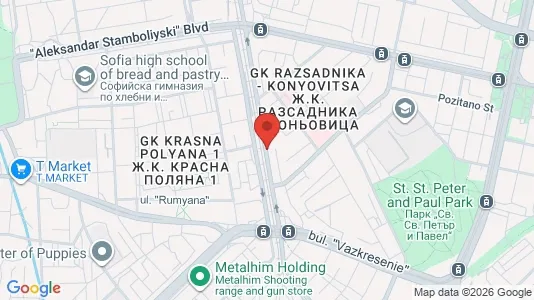 Apartments for rent i Sofia Krasna polyana - kort over placeringen