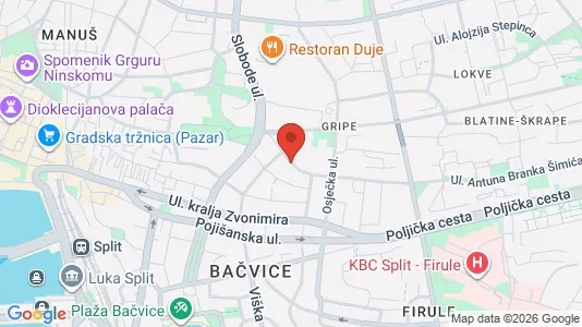 Apartments for rent i Split - kort over placeringen