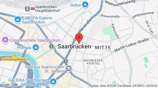 Apartments for rent i Saarbrücken - kort over placeringen