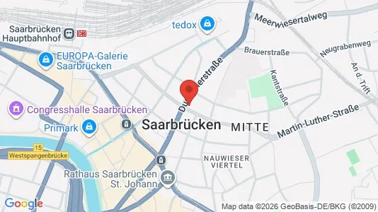 Apartments for rent i Saarbrücken - kort over placeringen