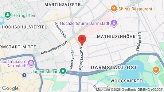 Apartments for rent i Darmstadt - kort over placeringen