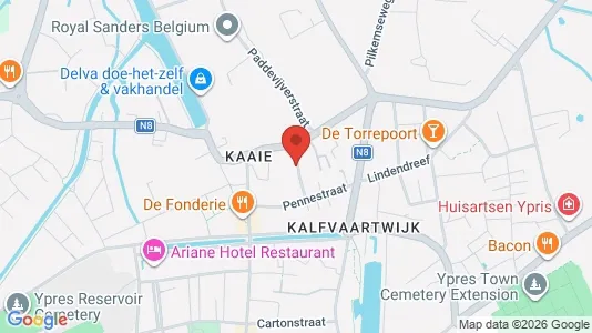 Rooms for rent i Ieper - kort over placeringen