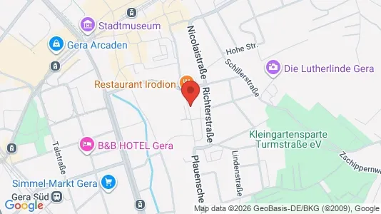 Apartments for rent i Gera - kort over placeringen