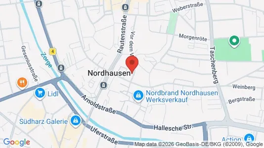 Apartments for rent i Nordhausen - kort over placeringen