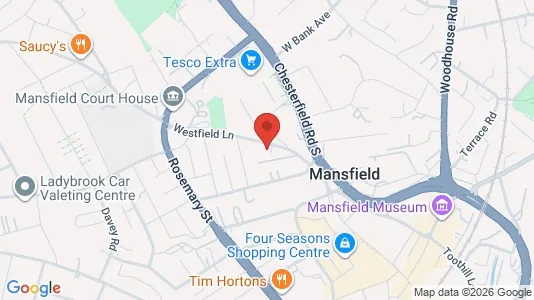 Apartments for rent i Mansfield - Nottinghamshire - kort over placeringen