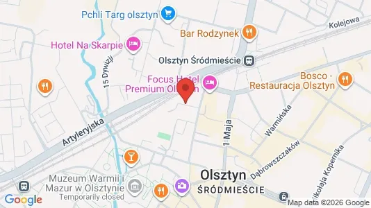 Apartments for rent i Olsztyn - kort over placeringen