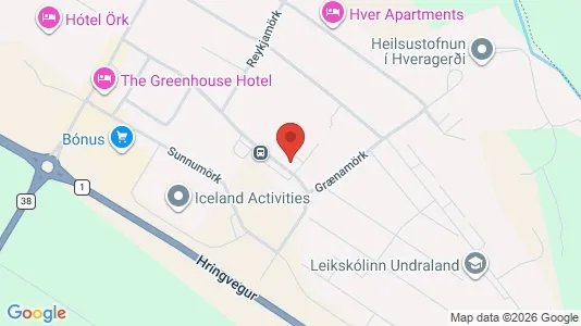Apartments for rent i Hveragerði - kort over placeringen