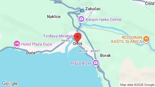 Apartments for rent i Omiš - kort over placeringen