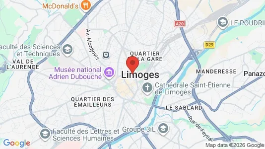 Apartments for rent i Limoges - kort over placeringen