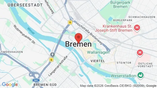 Apartments for rent i Bremen - kort over placeringen
