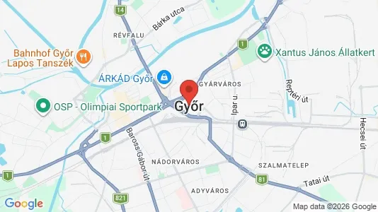 Apartments for rent i Győri - kort over placeringen