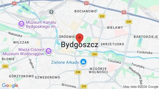 Apartments for rent i Bydgoszcz - kort over placeringen