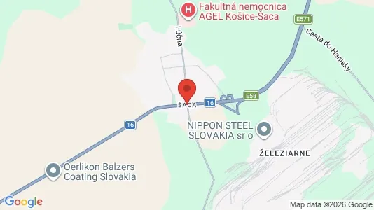 Apartments for rent i Košice Šaca - kort over placeringen