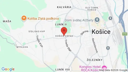 Apartments for rent i Košice Západ - kort over placeringen