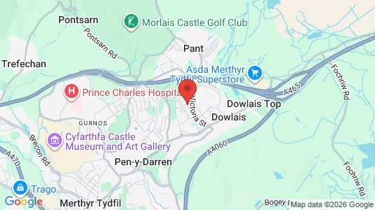 Rooms for rent i Merthyr Tydfil - Mid Glamorgan - kort over placeringen