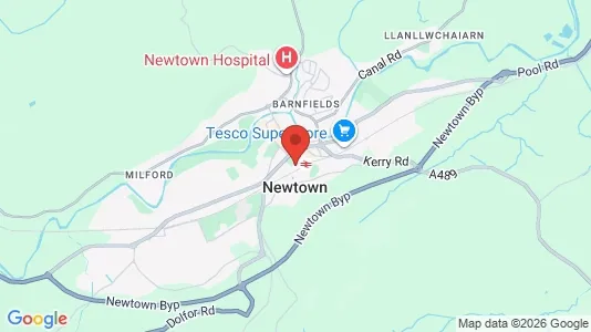 Rooms for rent i Newtown - Powys - kort over placeringen