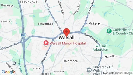 Rooms for rent i Walsall - West Midlands - kort over placeringen